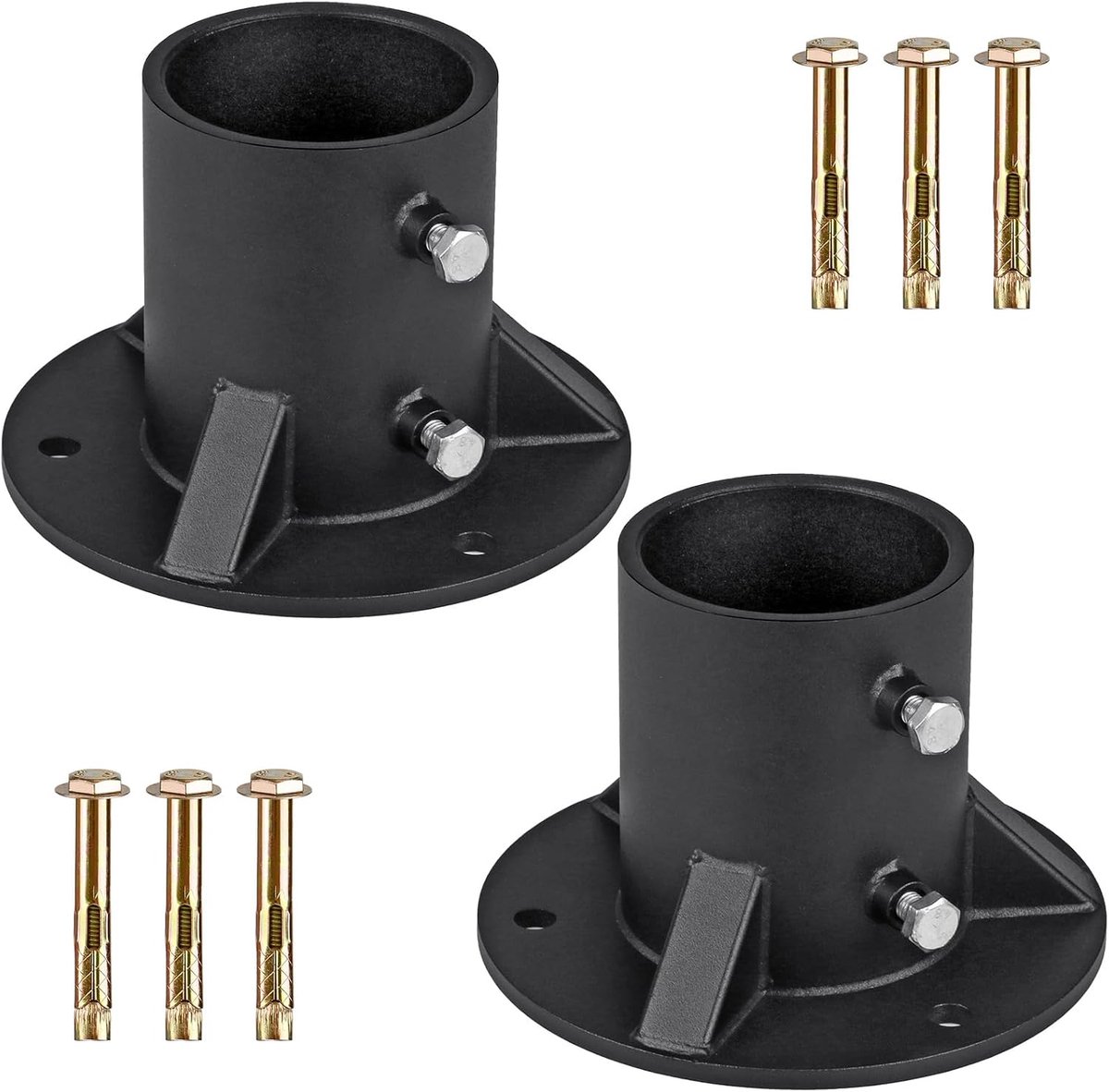 3 "Base Flens, Chain Link Fence Pole Floor Flens, Heavy Solid Fence Post Concrete Mount voor het vasthouden van het hek/brievenbus/vlag ronde paal (OD 2-7/8 "), Bouten/zijschroeven zijn