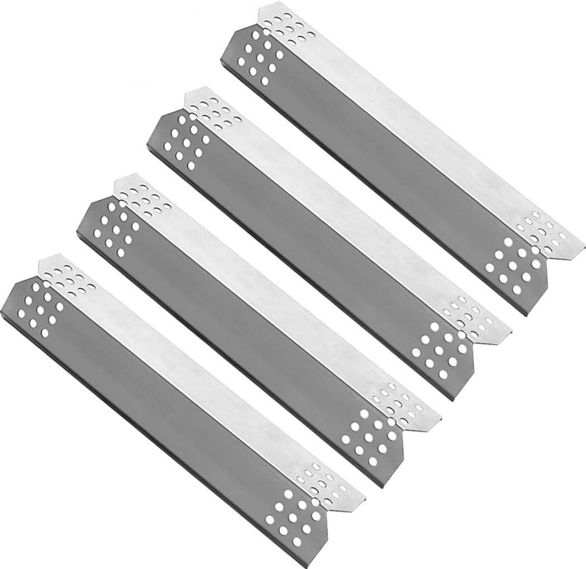 97371 Warmteplaat, 4 stuks, roestvrij staal, hitteschild, warmtetent, branderafdekking, vaporizor bar en flavorizer bar voor Enders, Taino, Campingaz, Char-Broil, Landmann en andere