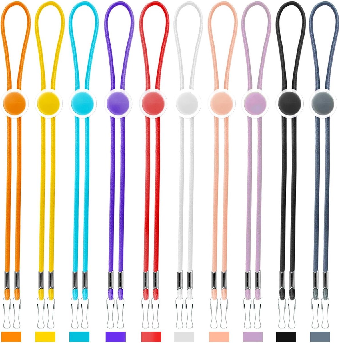 10 verstelbare kleurrijke gesp elastische masker lanyards, dubbele haak anti-verlies vaste masker verlengriem, beschermen de oren, herbruikbaar