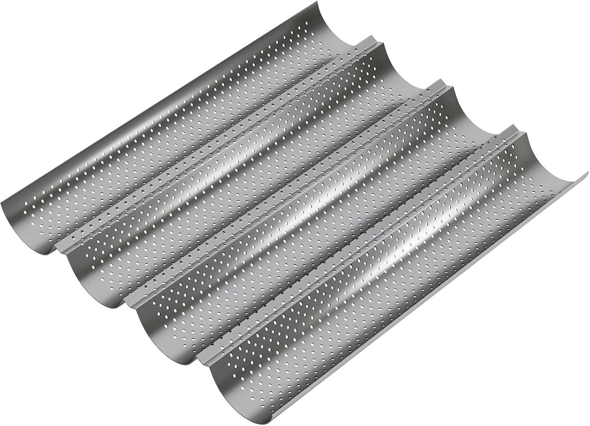 Baguetteplaat - voor maximaal 4 baguettes - baguetteplaat met anti-aanbaklaag - 38 x 32,5 x 3 cm - baguettevorm, broodvorm