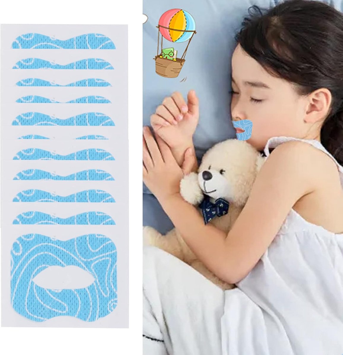 Anti-Snurkpleisters voor Kinderen, 30 Stuks, Slaapbanden voor Neusademhaling, Non-Woven Stof, Vermindert Mondademhaling