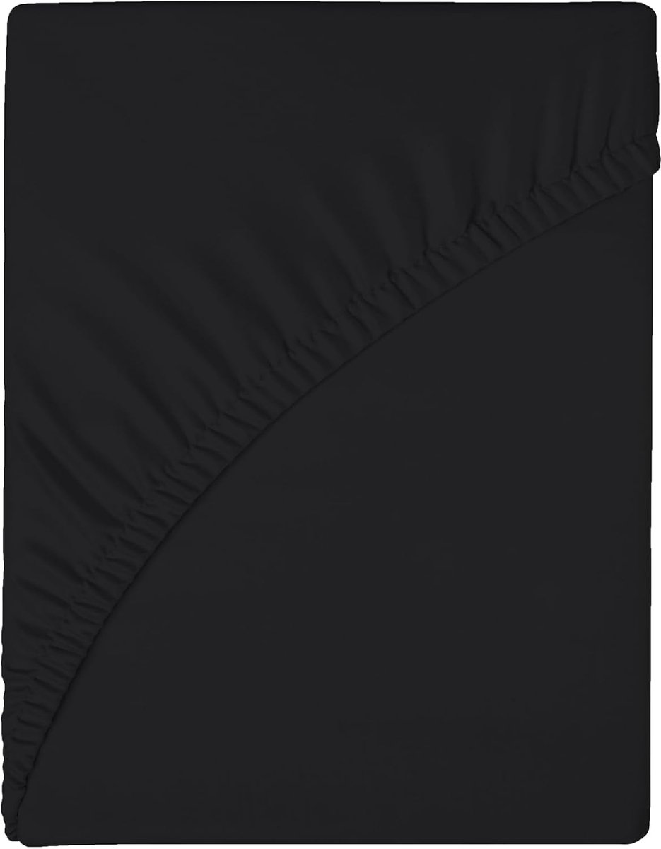 wyewye Hoeslaken voor 180 x 200 x 25 cm, microvezelstof, krimpt en vervaagt niet, zwart