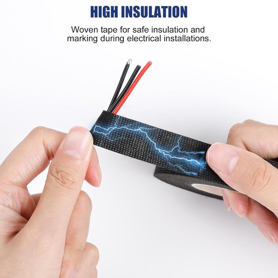 Isolatietape, zwart, 4 rollen (19 mm x 15 m), industrieel plakband, robuust en zelfklevend, ideaal voor doe-het-zelvers, elektriciteit, auto-industrie — afbeelding 3