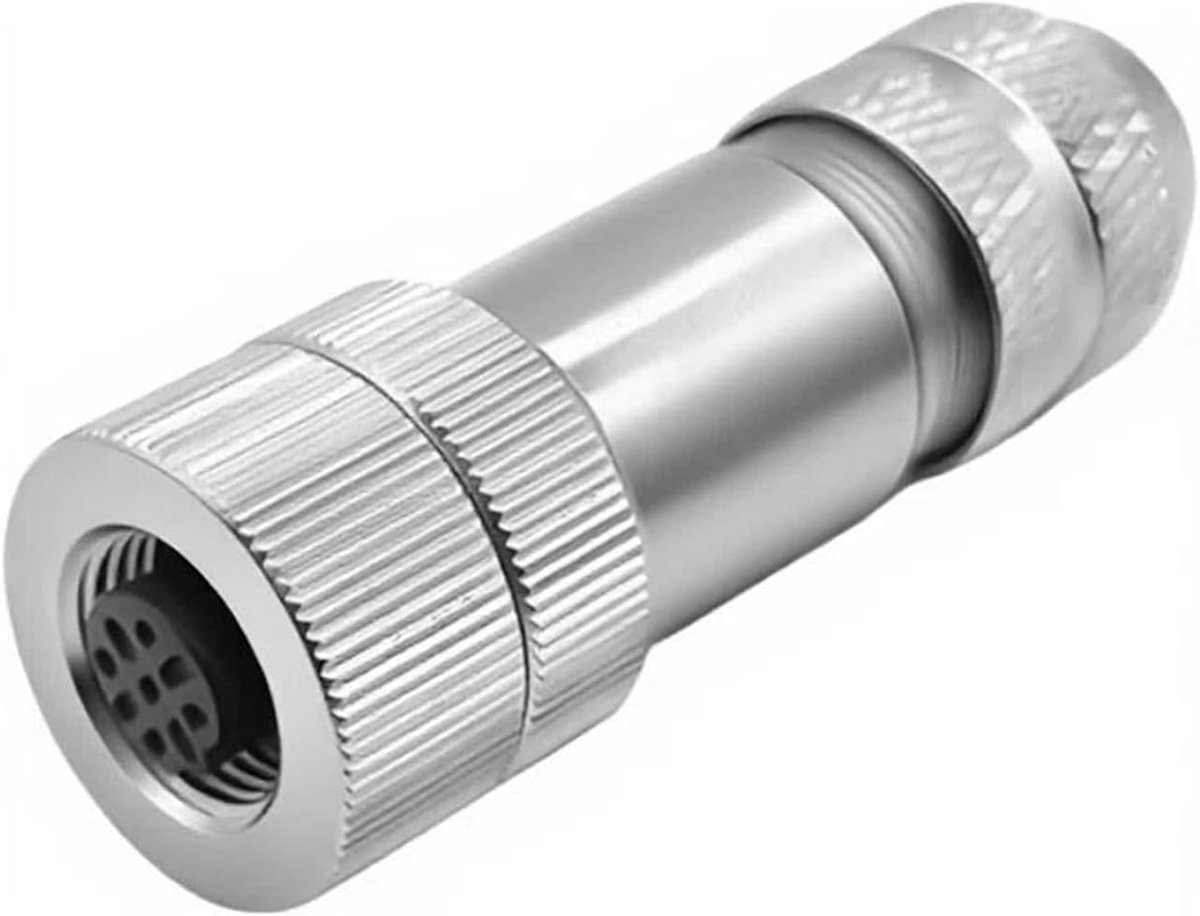 M12 4-polige vrouwelijke stekker, D-metaalcode schroefkoppeling, afgeschermd IP67 waterdicht, aansluiting M12 4-pins luchtvaartstekker, actorstekker, cirkelstekker voor veldbusmodule