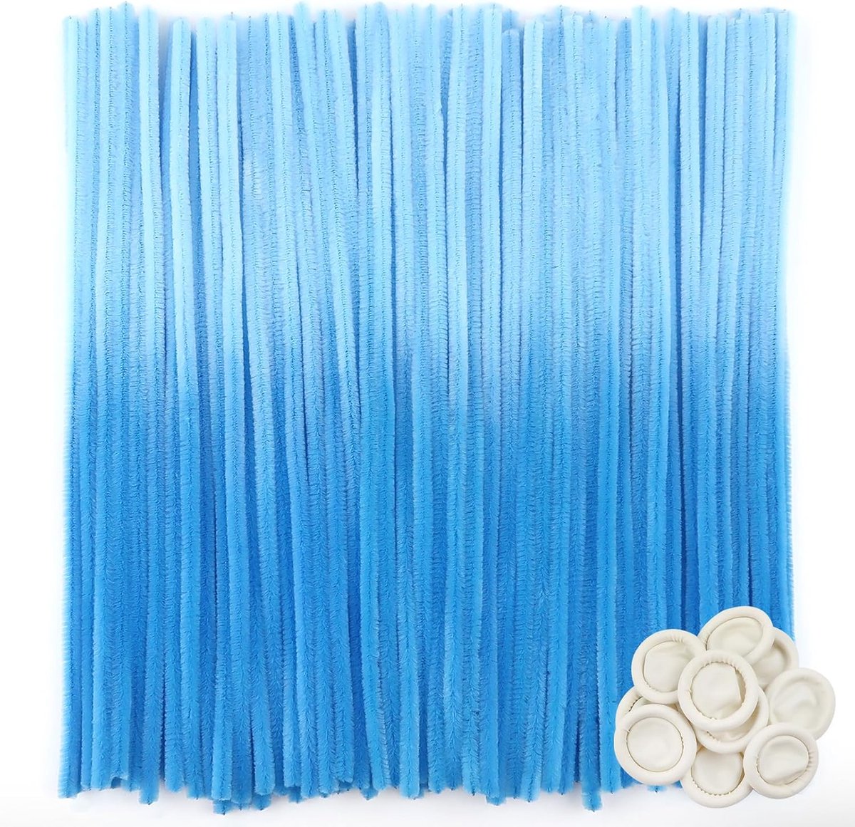 100 stuks Chenille Pijpenragers Kleurverloop Blauw 30 cm x 6 mm voor doe-het-zelf Decoratief Handwerk | 30 cm lang en 6 mm breed, pijpreinigers voor knutselen en decoreren, kunsthandwerk