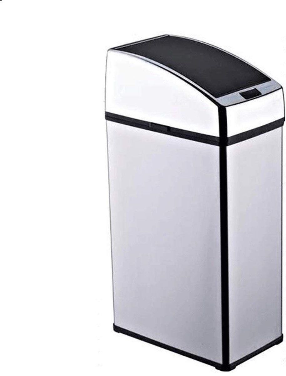 Prullenbak Vuilnisbak RVS prullenbak vierkante automatische sensor Box met Flat Deksel vuilnisbak Waste Bin (3L, 4L, 6L) Vuilnisbak (Color : Chrome, Grootte : 3L)