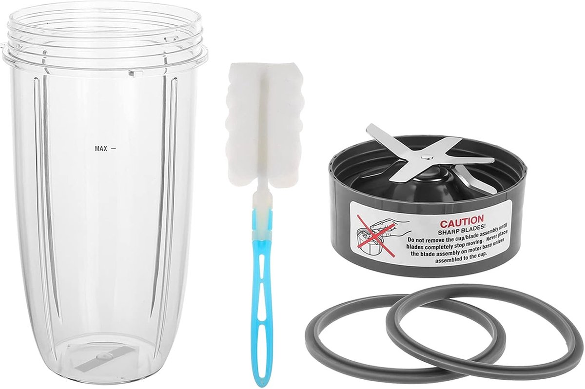 Blender Cup en Blade, 32 oz Cup en Extractor Blade met 2 Rubberen Pakkingen en Reinigingsborstel, Compatibel met Nutribullet 600W/900W High-Speed Blender/Mixer