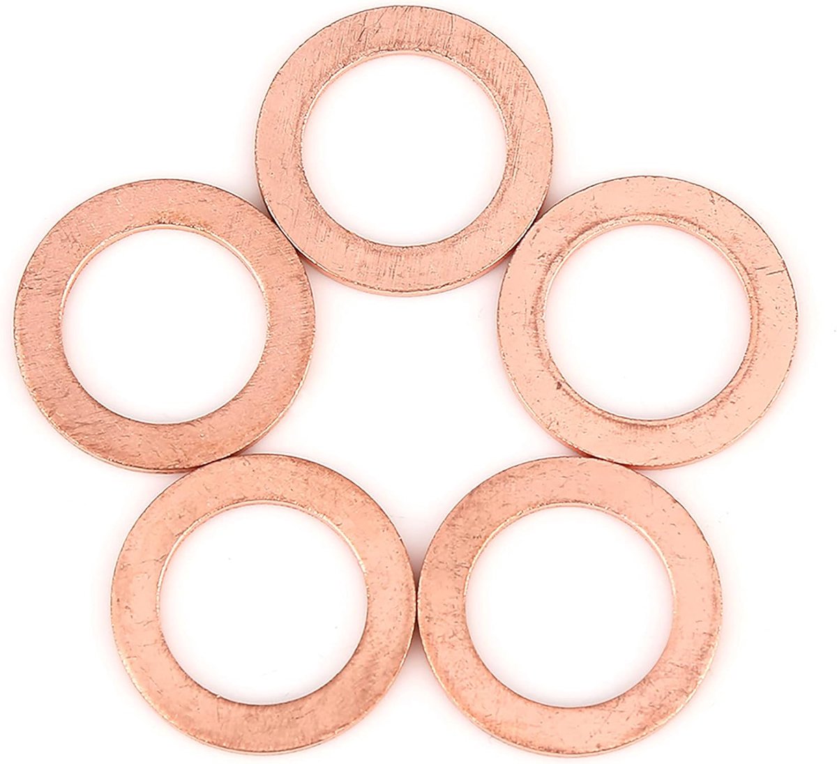 AUTOHAUX 5 stuks auto voertuig platte koperen ring ring 15 x 22 x 1,5 mm