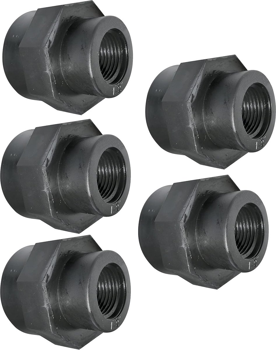 - C52014 - Set van 5 vrouwelijke/vrouwelijke opschroefreducties/verbindingen - 1/2''x1'' draad - binnendraad gereduceerde nippel - PN 10 bar - kunststof