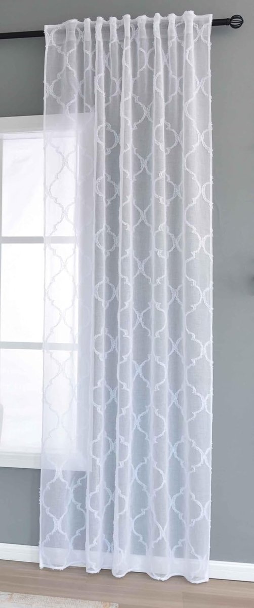 Valencia 2023440 HxB 245x145 cm natuur Lacework multiband ophanging scherli transparant linnenlook