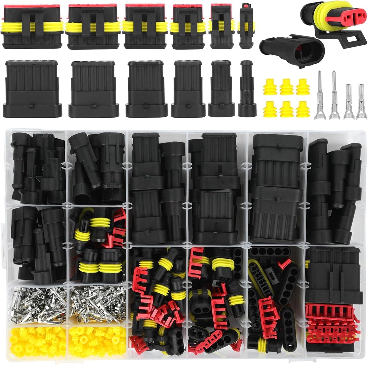 808 stuks, snelle elektrische connectoren, 1/2/3/4/5/6-polig, IP67, waterdicht, 250 V, voor motorfiets, auto, vrachtwagen, boot
