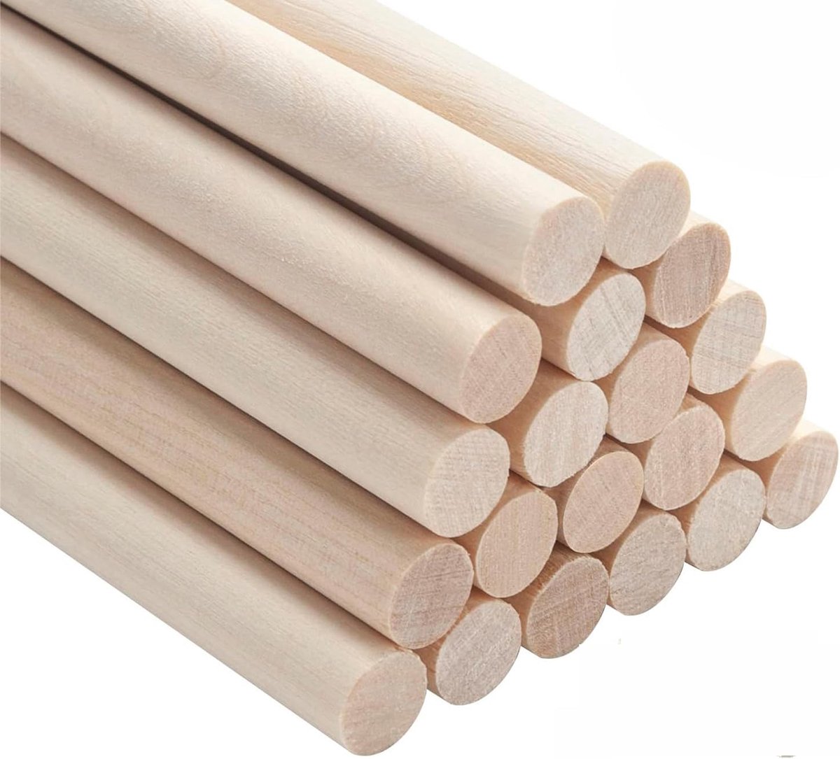 20 stuks natuurlijke ronde houten staven houten pluggen om te knutselen, 1 cm x 30 cm ronde macrame houten staven om te knutselen, onbehandelde hardhouten staven voor kunst en lantaarn