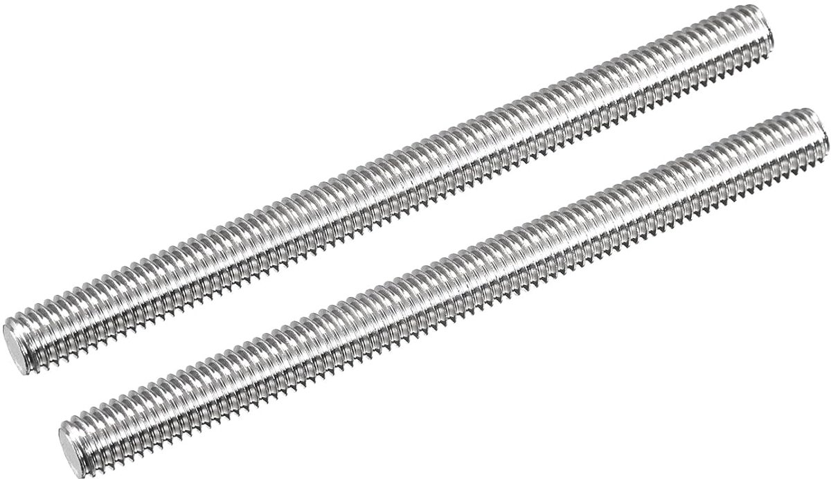 sourcing map 2 stuks volledige schroefdraadstang M8 x 100 mm 1,25 mm schroefdraadstijging roestvrij staal 304 rechtse schroefdraadstangen stangbouten