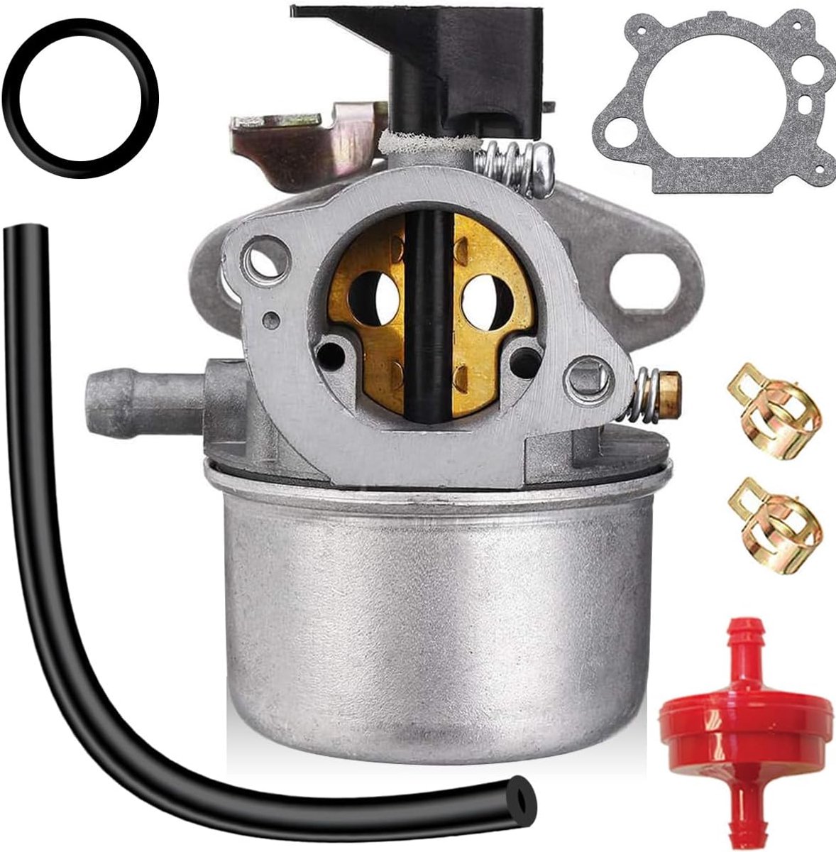 498965 Carburateur voor B&S Quantum Motor Gazonmaaiermotoren Vervangt 494216 493422 494971 met pakking Rubberen ring Brandstofslang Brandstoffilter