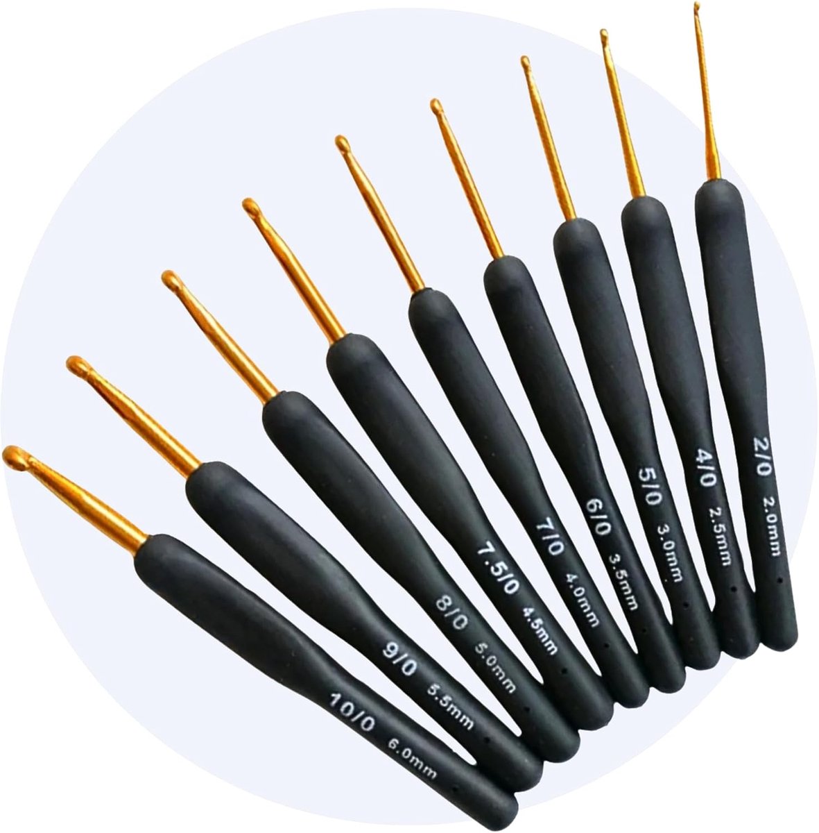 Haaknaalden, set van 9 stuks, ergonomische, zachte grip, antislip, 2 mm tot 6 mm