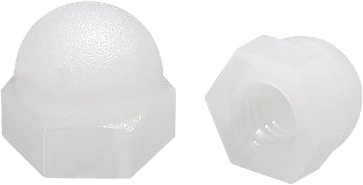 sourcing map 20 stuks. M4 dopmoer zeskant koepel kop moeren voor schroeven bouten nylon wit