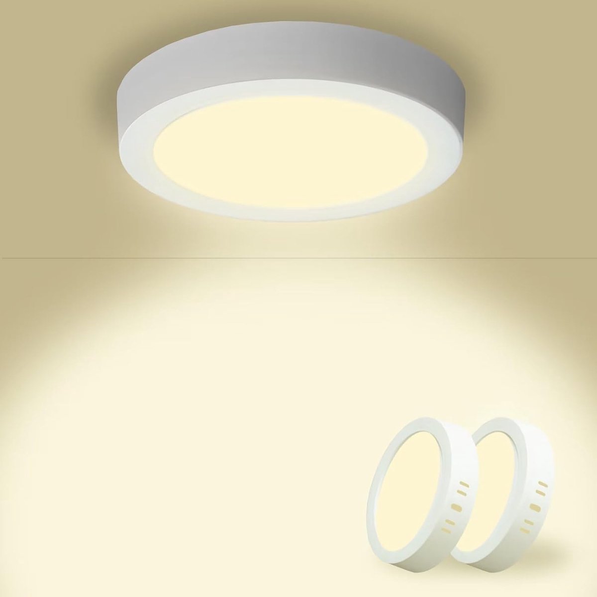 Led-plafondlamp, 15 W, 1800 lm, modern, rond, 4500 K, neutraal wit, driver inbegrepen, IP44, hoek 120, voor badkamer, slaapkamer, woonkamer, keuken, hal, 170 x 28 mm, 2 stuks