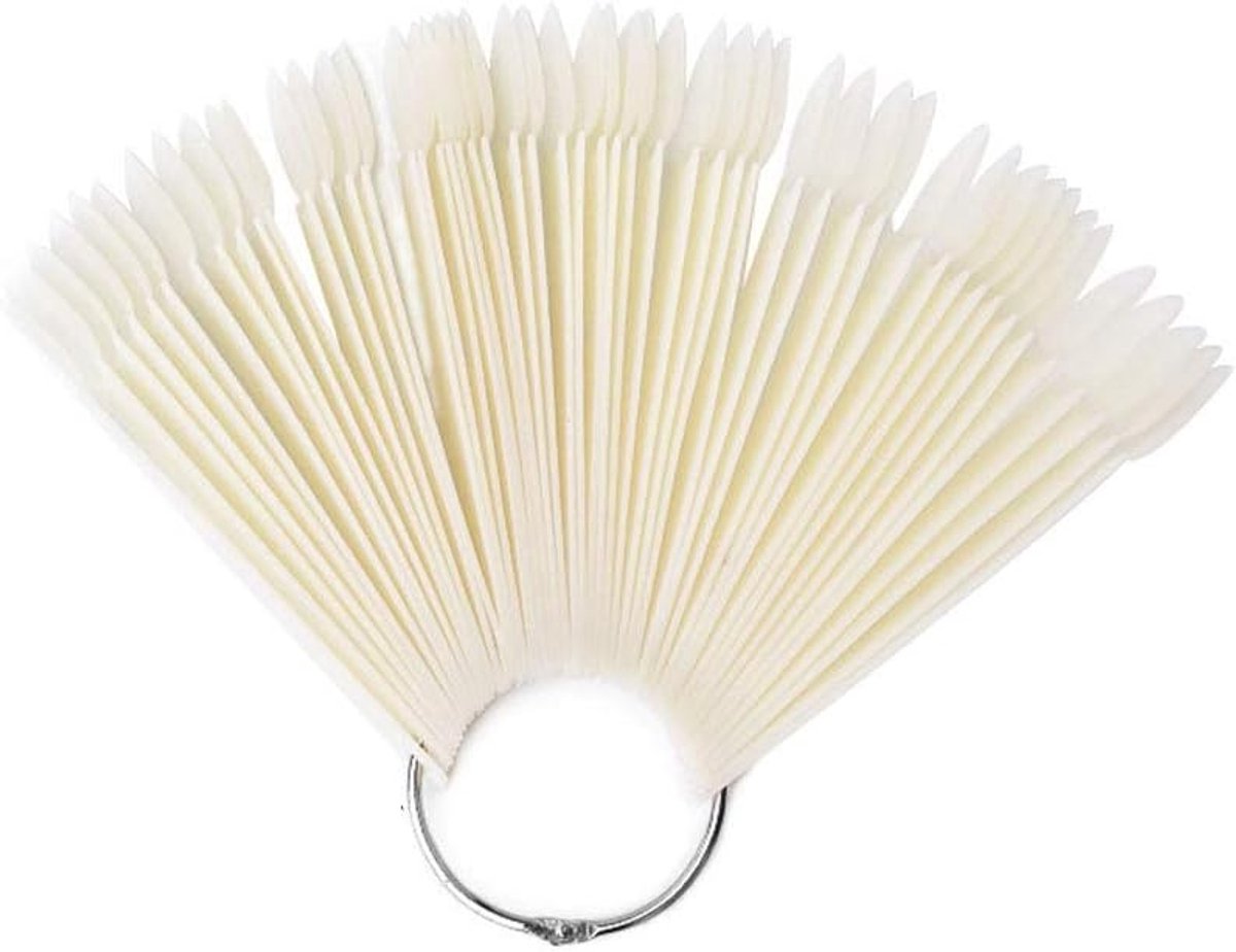 Kleurpalet voor nagels, 50 stuks displaykaarten in waaiervorm, ronde kop, oefengereedschap, set voor nageldesign (01)