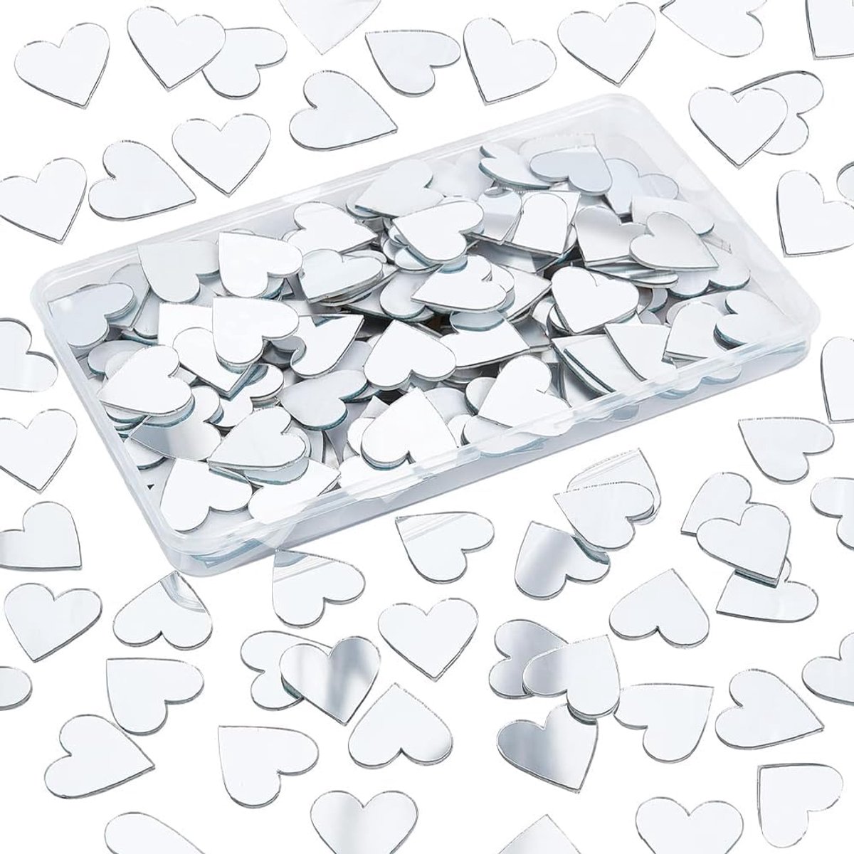 Spiegel Tegels, 2cm, 200 Stuks Spiegel Glazen Tegels, Voor DIY Projecten, Hobby en Huis Decoratie, Mozaïek Decor Spiegels Voor Woon en Slaapkamer (Zilver)