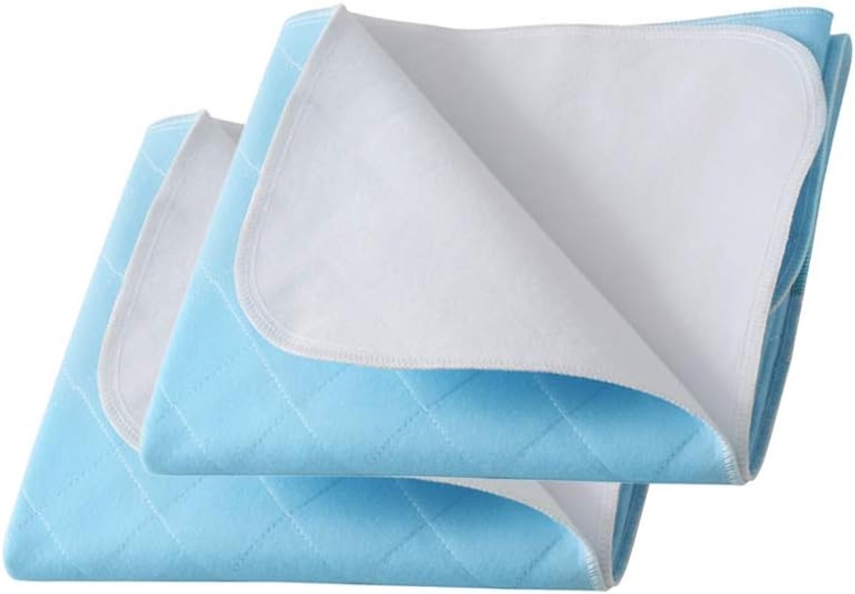 2 Stuks Waterdichte Pads 86x132 cm, Hoogabsorberend, Herbruikbaar, Blauw | Wasbaar en herbruikbaar, sneldrogend en gemakkelijk te reinigen, voor baby's, kinderen, volwassenen en huisdieren