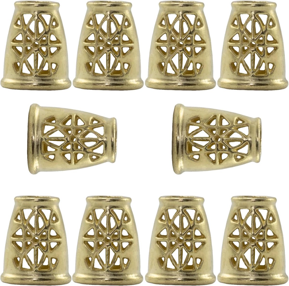 - C60512-10 stuks koordpunten voor kleding 5 x 8 x 13 mm - voor veters, binddraad, mantel, anoraks, tas, hobby, naaien, kort, van metaal, goudkleurig
