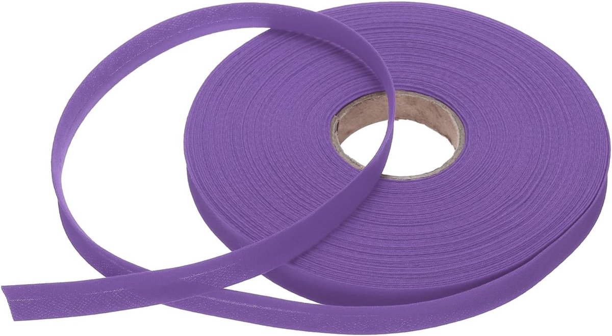 Biaisband met een vouw, doorlopende biaisband van polyester en katoen, voor naaien, knutselen, bindingen, stof, zoom handwerk (paars, 23 m)