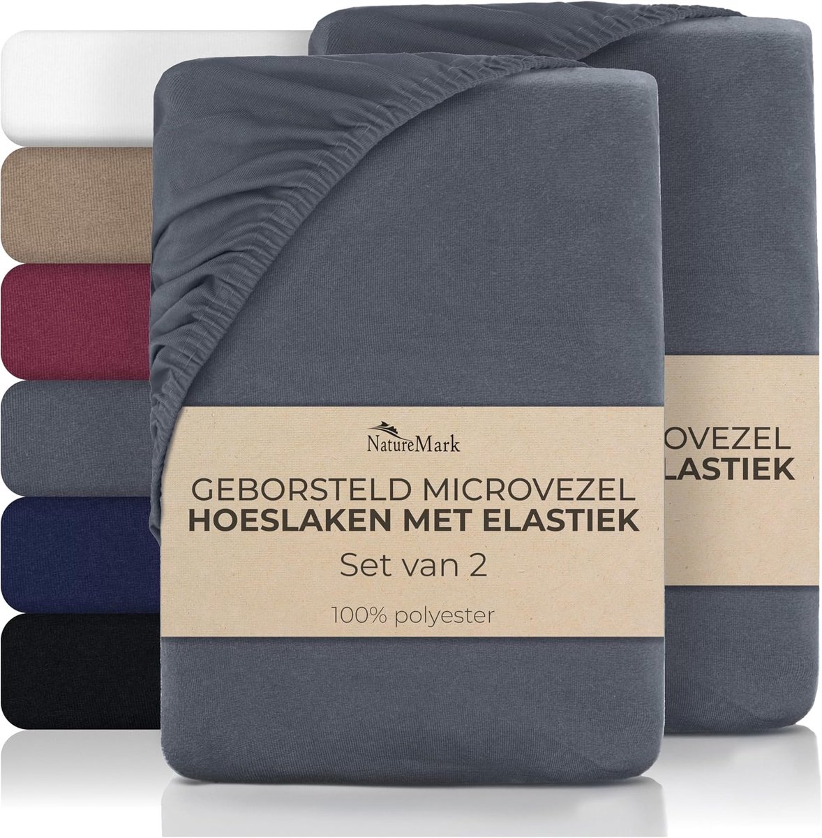 SnelShoppen - Microfleece Hoeslaken Set van 2, Zacht en Ademend, Makkelijk Onderhoud, Huidvriendelijk, Sneldrogend, Maat 140 x 200 cm, Antraciet Grijs