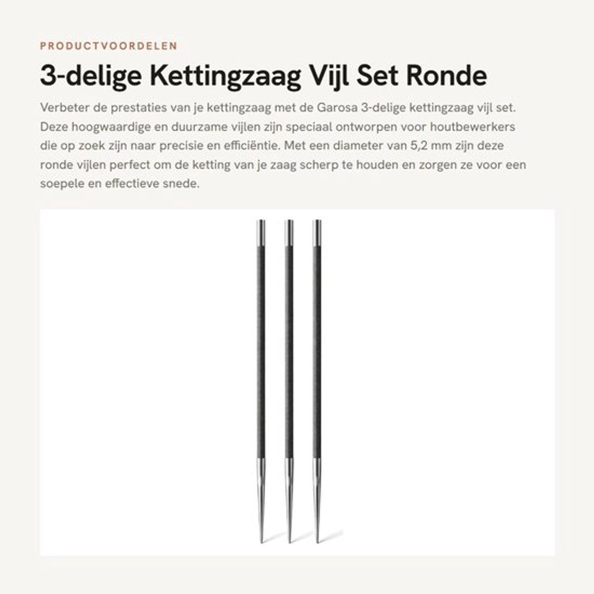 Kettingzaagvijl 5,2mm - 3pcs Set - Hoogwaardige Harde Vijl - Houtbewerking Accessoires - Eenvoudig in Gebruik - Duurzaam - Kettingzaag