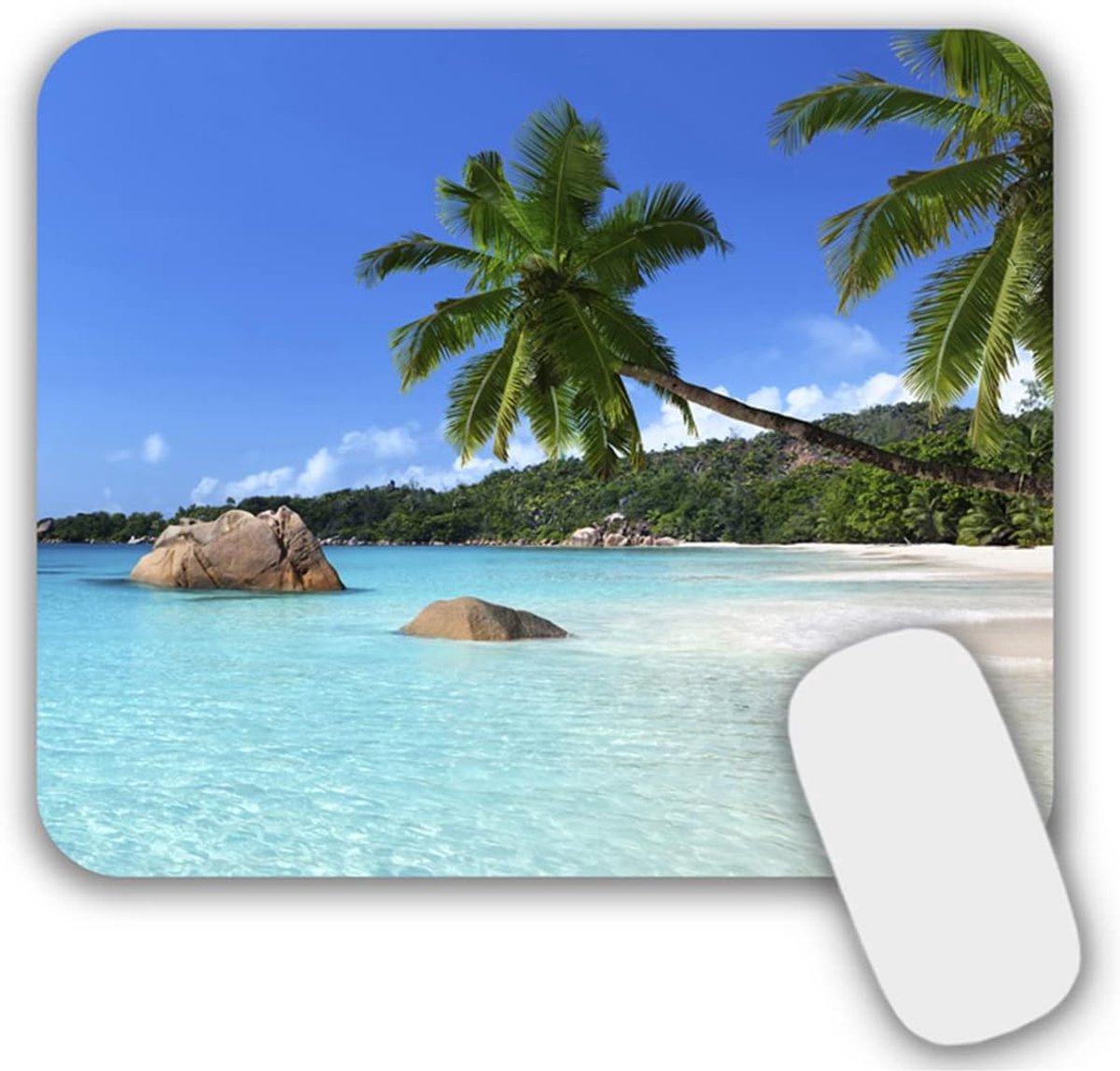 SnelShoppen - Kleine Muismat 240x200mm met Motief - Kleurvolle Strand Design - Ultra Glad Lycra - Antislip Onderkant - Ideaal voor Werk en Gaming