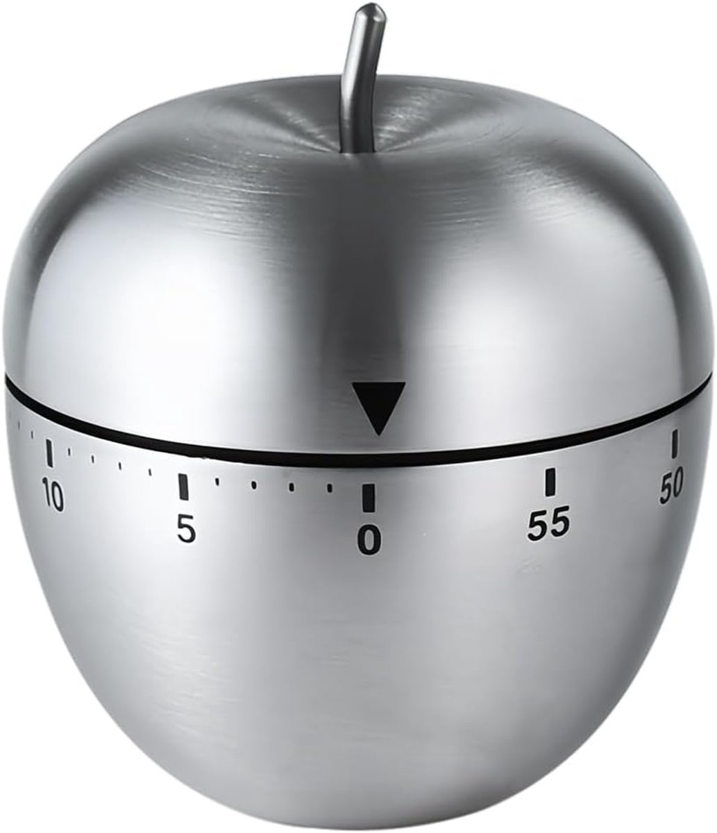 SnelShoppen - RVS Keuken Klok - 6x7.5x7.5 cm - Mechanische Eiertimer en Keuken Timer - Digitale Keuken Timer - Perfect voor Koken en Bakken in de Keuk