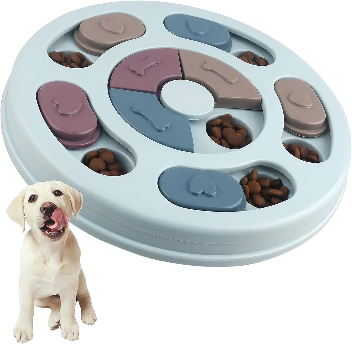 SnelShoppen – Interactief Hondenspeelgoed – Slimme Voerdispenser – Langzaam Eten – Antislip Speelgoed voor Honden, Puppy’s en Katten – Blauw