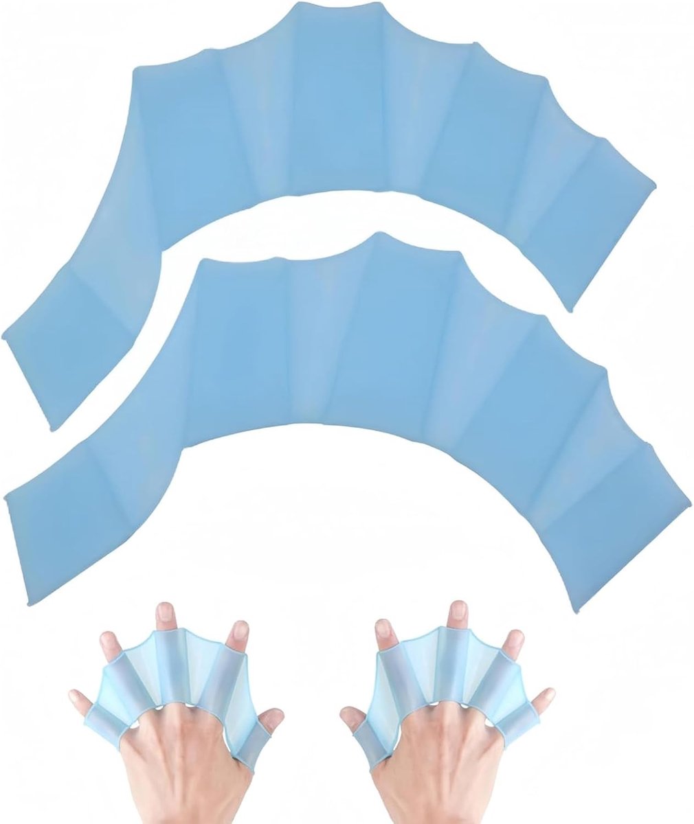 SnelShoppen - Zwemhandschoenen voor Dames en Heren - Ergonomische Zwempeddels - Blauw - Maat L - Ideaal voor Zwemtraining en Snorkelen