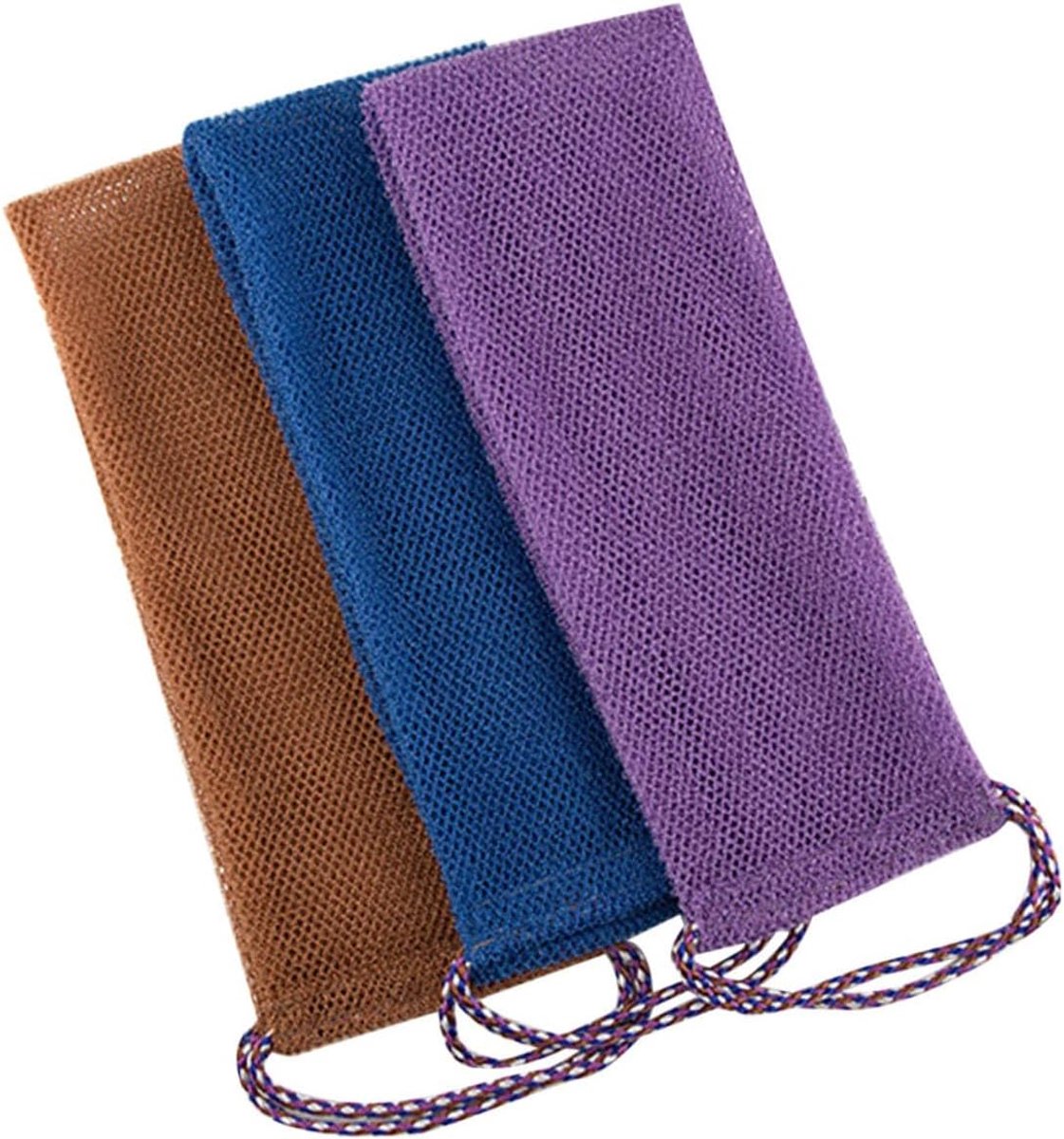 SnelShoppen - Set van 3 Exfoliërende Netsponsen met Steel, Bad- en Lichaamscrubdouche, Nylon Peeling Sponzen voor Dode Huidverwijdering, Ideaal voor D