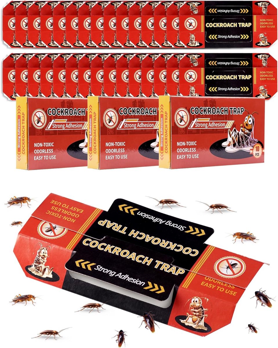 SnelShoppen - 30 x Cockroach Trap - Bed Bugs, Cockroach Trap, Non-Toxic Pest Traps, Sterke Adhesie, 16 x 9 cm, Ideaal voor Keuken en Huishouden