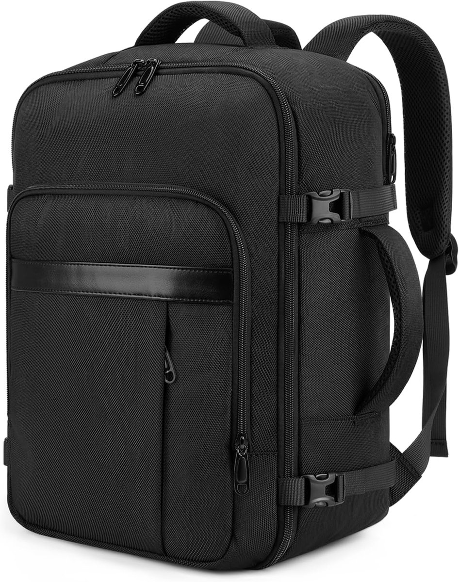 Thijox - Reis Rugzak voor Ryanair Cabin Bags 40x30x20, 24L Handbagage Tas met Natte Zak, Perfect voor 15,6 Inch Laptop, Zwart, Ideaal voor Vliegtuigre