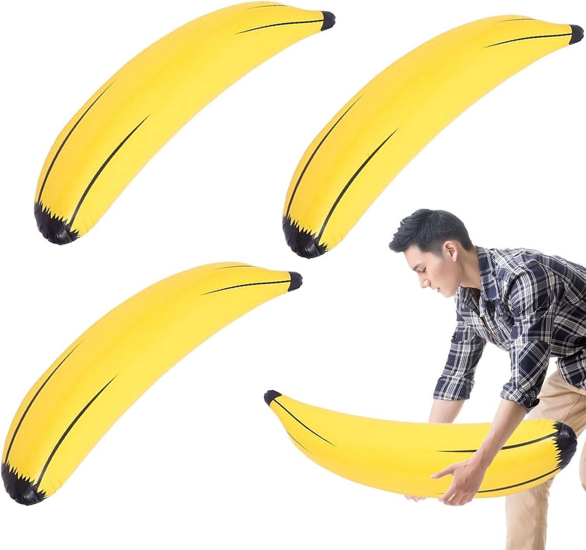 SnelShoppen - 3 Stuks Opblaasbare Bananen, 64 cm, PVC Zwem Speelgoed, Perfect voor Zomer Feestjes, Zwembad Decoratie, Kinderen en Volwassenen