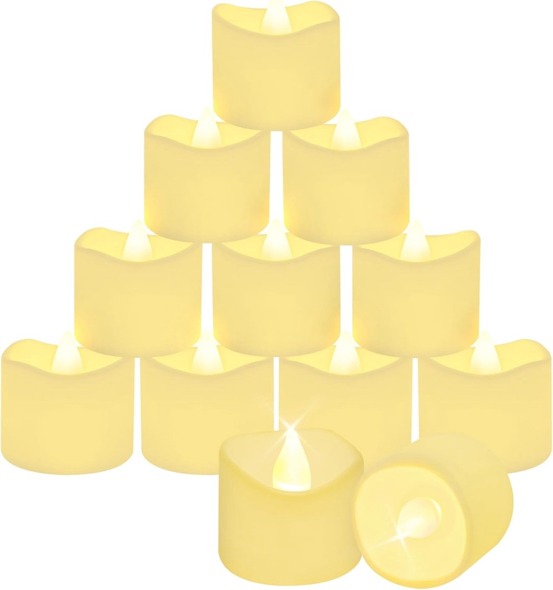 SnelShoppen - 24 Stuks LED Theelichten - Realistische Vlamloze Kaarsen - Warm Wit Flickering Tealights - Batterij Aangedreven Decoratieve Kaarsen voor