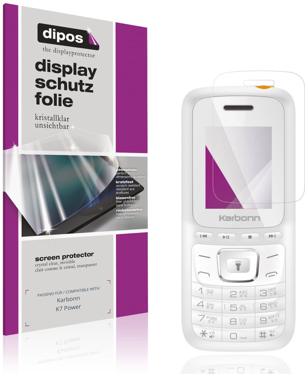 dipos – 4x Beschermfolie geschikt voor Karbonn K7 Power | Krasbestendige & heldere Screenprotector Ultra-Thin