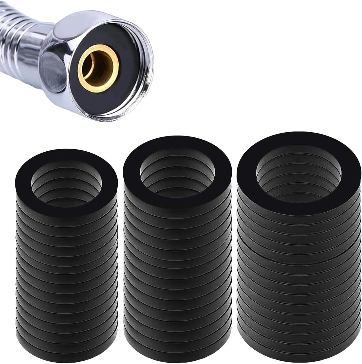 Set van 45 rubberen O-ringen en afdichtringen voor waterdicht maken van kranen, douchekoppen en slangen, geschikt voor 1/2 inch, 3/4 inch en 1 inch toepassingen