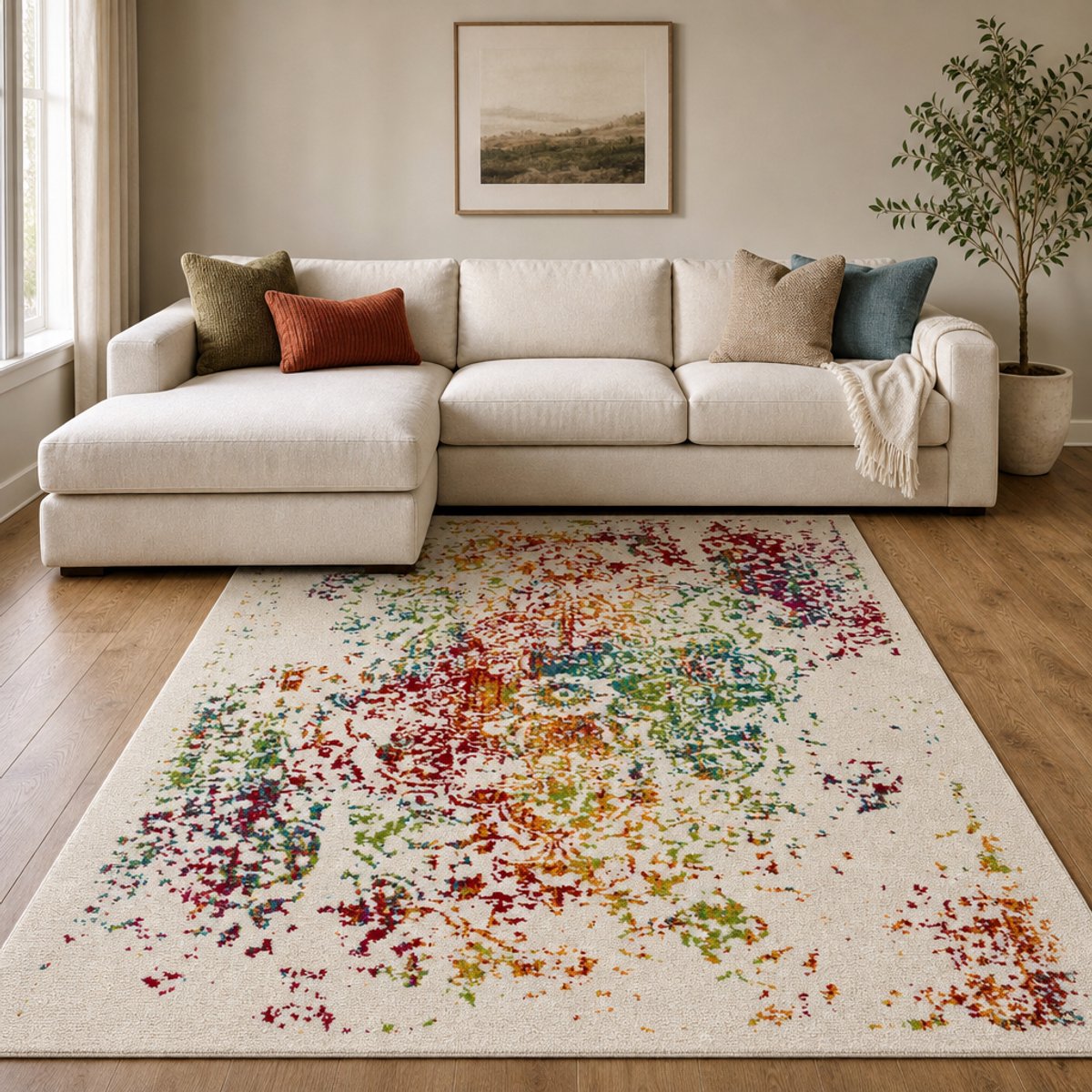 Muratap Vintage Michelangelo Vloerkleed Multi Laagpolig- 300x300 CM Vierkant Multikleur