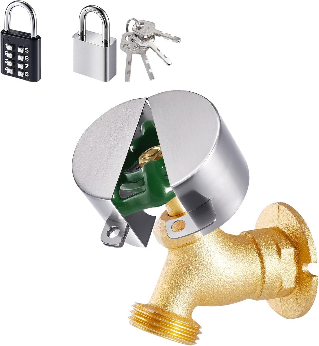 SnelShoppen - RVS Buitenkraan Slot Set - Compact en Weerbestendig - Voor Tuin, Keuken en Badkamer - 2 Stuks - Veilig en Duurzaam
