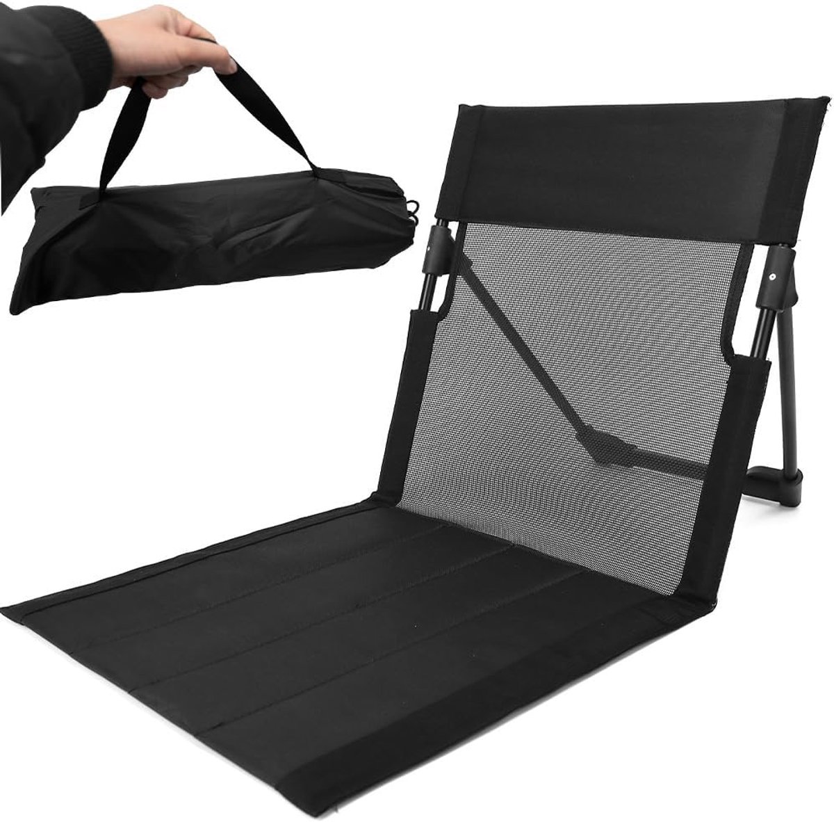 SnelShoppen - Foldable Beach Mat met Rugleuning, Lichtgewicht Zonnebed, Opvouwbare Strandstoel, Tuinlounge Mat, Perfect voor Camping, Picknick en Reiz