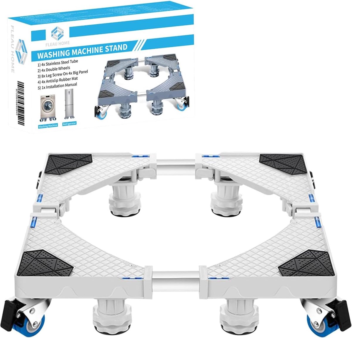 SnelShoppen - XL Wasmachine Heater met 500 kg Capaciteit - Stabiliteit & Mobiliteit - Meubelroller met 8 Poten en 4 Wielen - Perfect voor Koelkast, Va