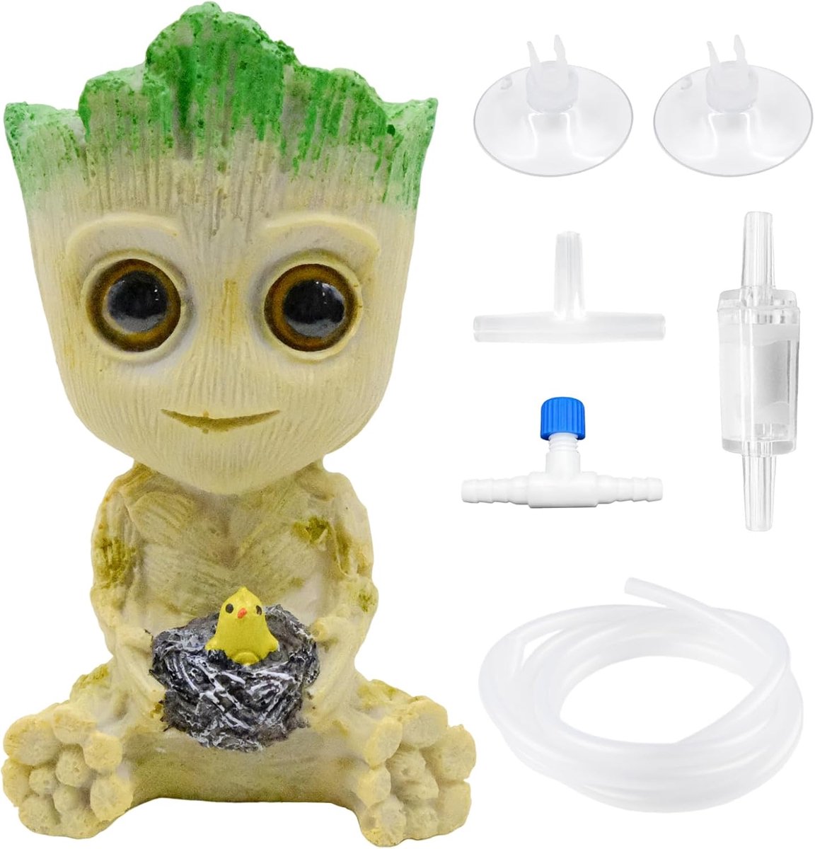 SnelShoppen - Baby Large Aquarium Decoratie met Lucht Sprinkler, Grote Hars Ornamenten, Luchtbelletjes, Compleet Set met Terugslagkleppen, Slang en 2