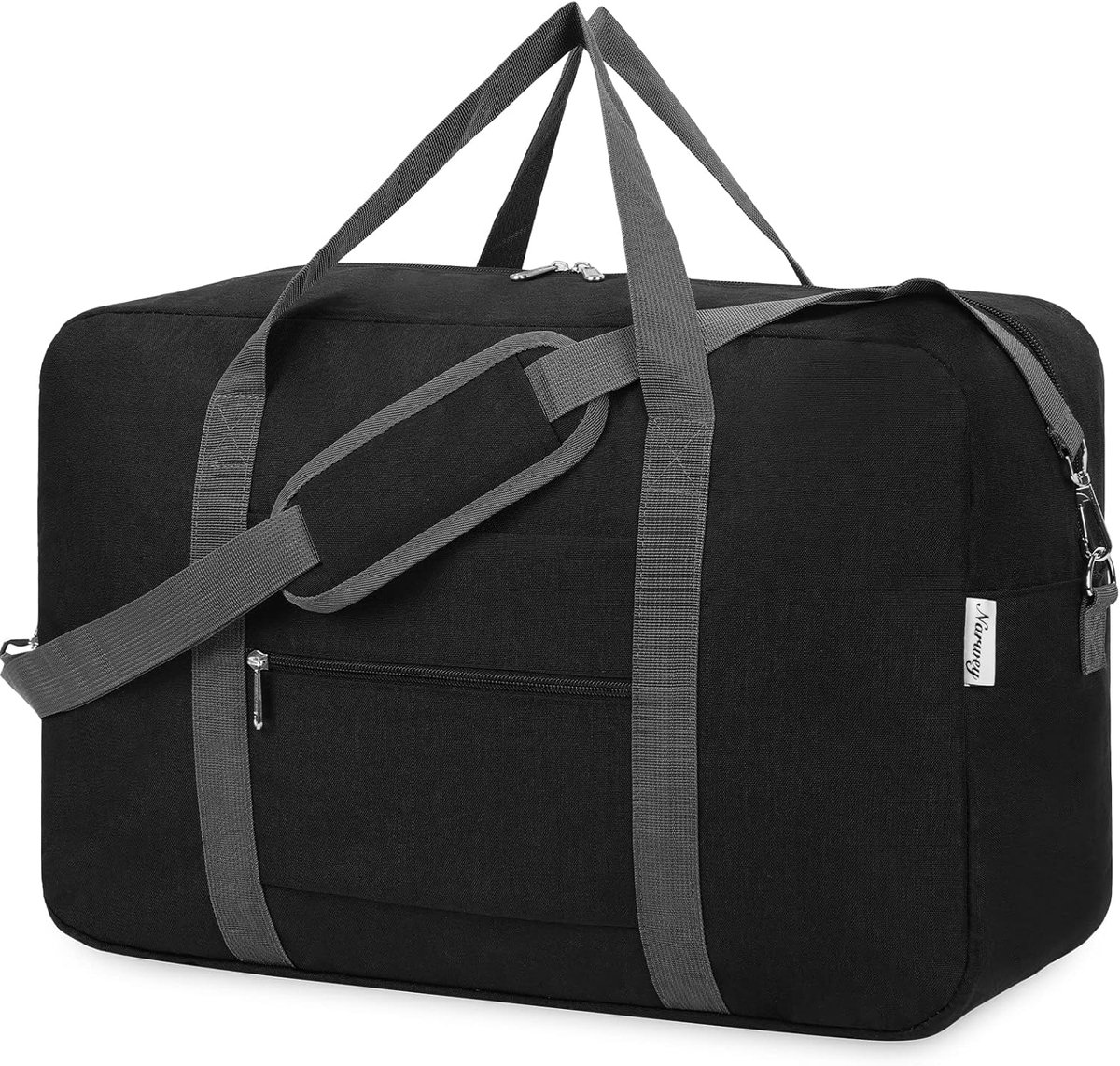 SnelShoppen - Vouwbare Handbagage Duffle Bag 56x45x25 cm - Reistas voor Vrouwen en Mannen - 40L Capaciteit - Zwart met Schouderband - Ideaal voor Vlie