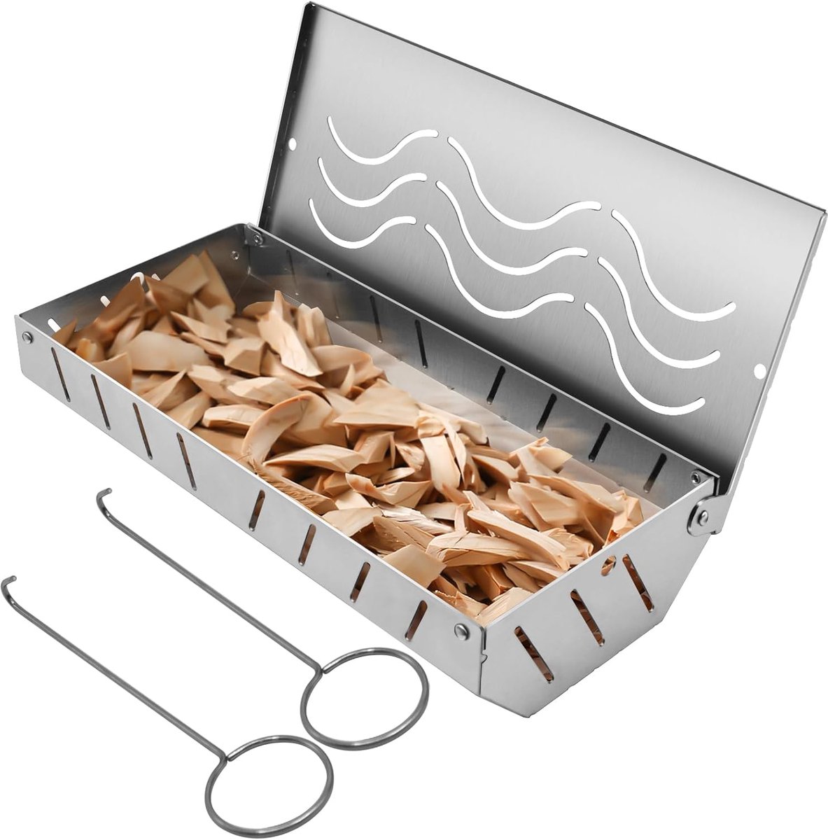 SnelShoppen - BBQ Smoker Box Roestvrij Staal - Grote Capaciteit - 5-Zijdige Ventilatie - Ideaal voor Gasgrills - Voor Perfect Geroosterd Vlees - Tuin,