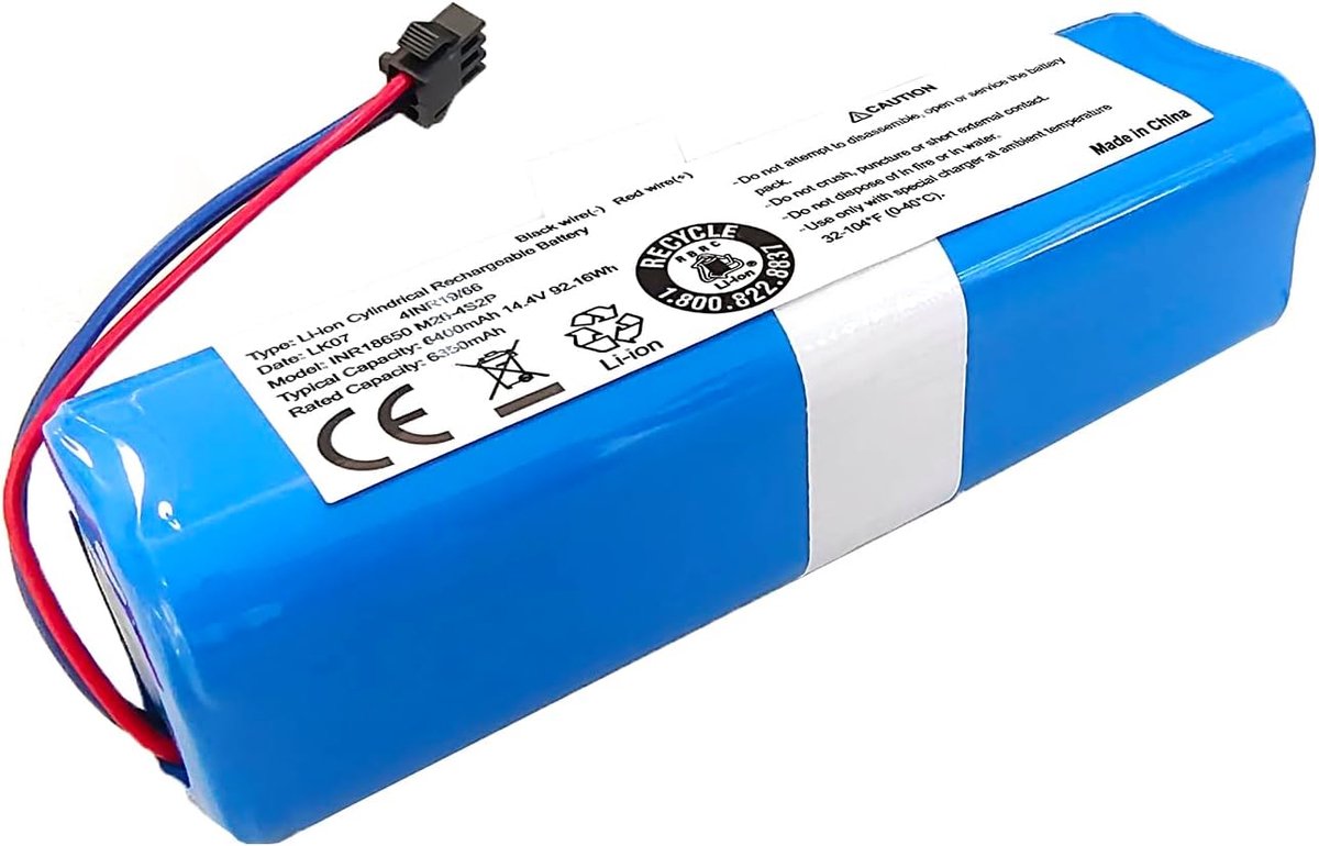 SnelShoppen - Vervangende Accu 14.4V 6400mAh voor Robotstofzuigers - Compatibel met Diverse Merken - Ideaal voor Huishoudelijk Gebruik