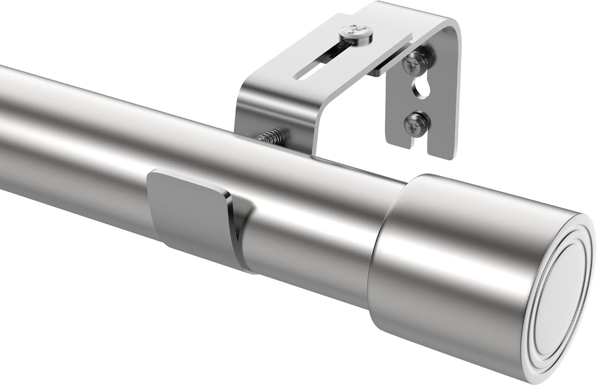SnelShoppen - Uitrekbare Gordijnstang RVS 25mm Diameter voor Kleine Raam, Eetkamer, Balkon Deur, 84-150cm - Perfecte Oplossing voor Jouw Raamdecoratie
