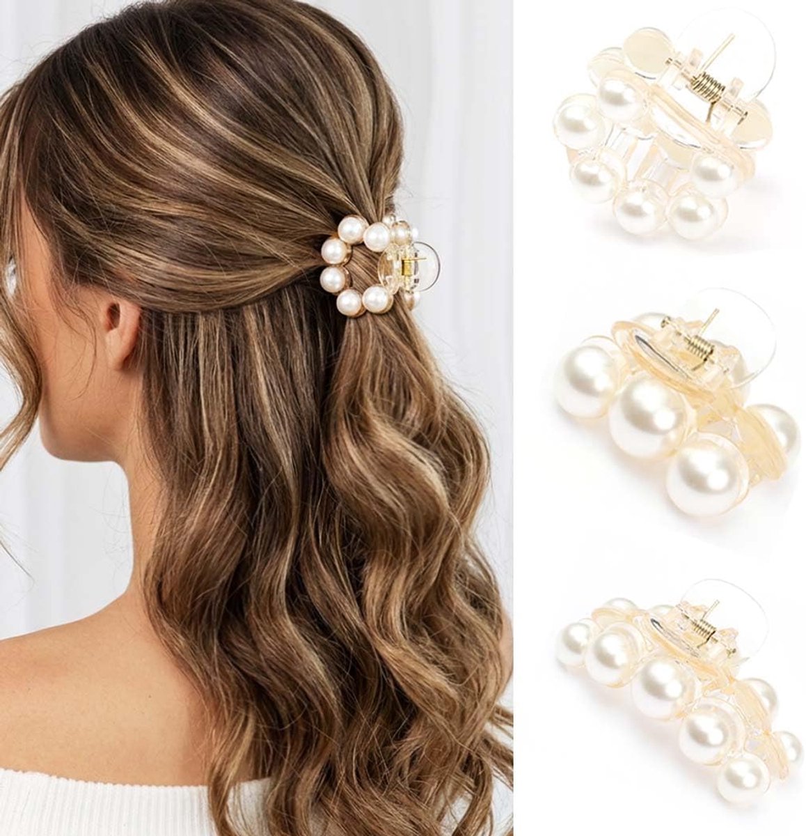 Thijox - Reaky Parelklemmen Haarspelden Antislip Gouden Haaraccessoires voor Dames, Kleine Klauwclips voor Stevig en Stijlvol Haar, Perfect voor Feest