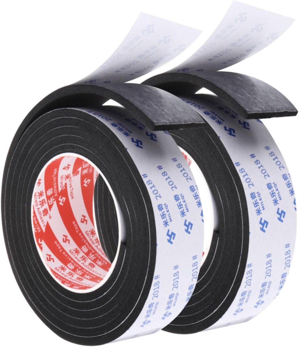 SnelShoppen - 2M Sealing Foam Tape 2pcs - 4cm Breed 5mm Dik Enkele Kantsealing Deurstrip Voor Raam Deur Isolatie - Zwart EVA Schuim